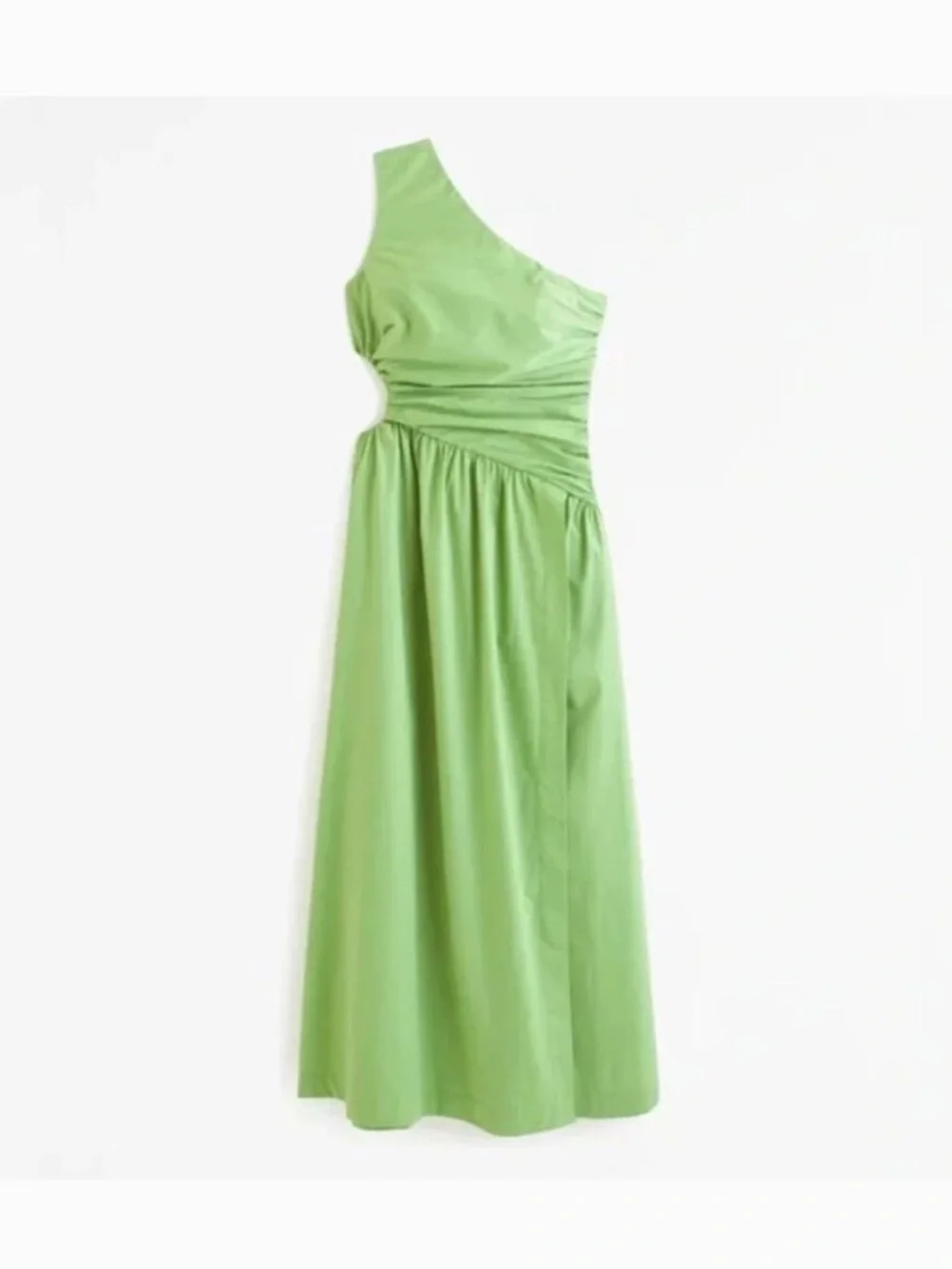 ABERCROMBIE & FITCH Green One-Shoulder Ruched Cut Out Maxi Dress! 🍃 - Picture 8 of 17